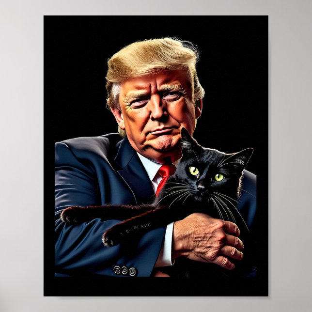 Donald Trump Holding Cat Graphic Funy Politik M Poster (Framsidan)
