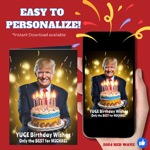 DONALD TRUMP HUMOROUS BIRTHDAY CARD KORT