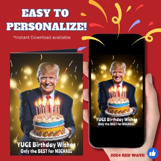 DONALD TRUMP HUMOROUS BIRTHDAY CARD KORT