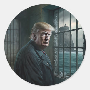 Donald Trump i Alcatraz-fängelset Runt Klistermärke