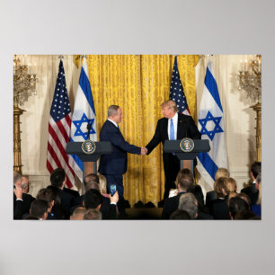 Donald Trump i Israel med Bibi Netanyahu Poster