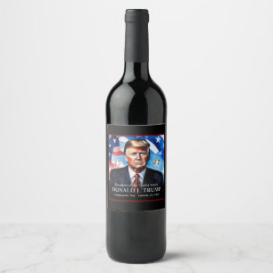 Donald Trump Inauguration Day Collecsible Vin Vinflaska Etikett