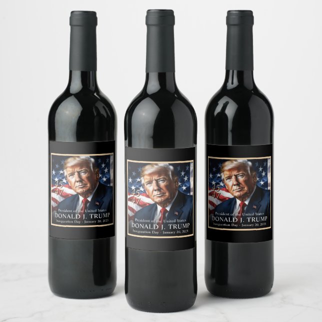 Donald Trump Inauguration Firande Classy Vinflaska Etikett (Flaskor)