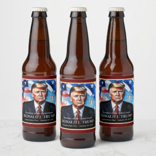 Donald Trump Inauguration Unique Collectors Ölflaska Etikett