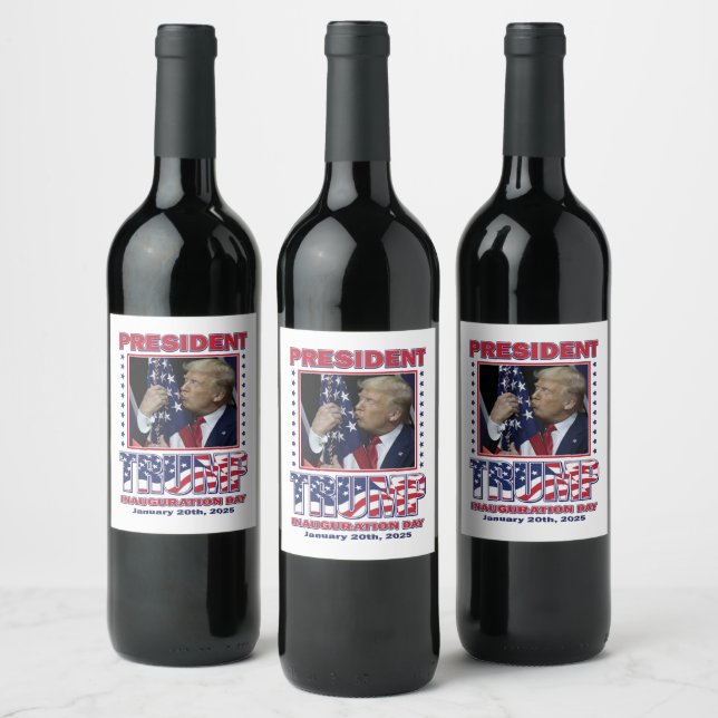 Donald Trump-installationen 2025 Vinflaska Etikett (Flaskor)