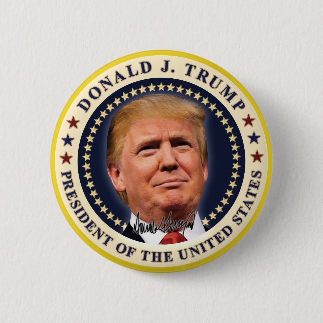 Donald Trump Invigning Guldstjärnor Souvenir Knapp (Framsida)
