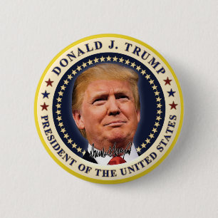 Donald Trump Invigning Guldstjärnor Souvenir Knapp