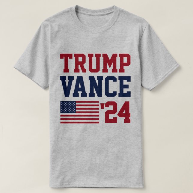 Donald Trump JD Vance 2024 American Flagga T Shirt (Design framsida)