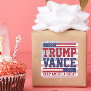 Donald Trump JD Vance 2024 Behålla America Underba Fyrkantigt Klistermärke