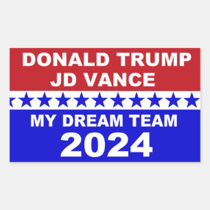 Donald Trump JD Vance 2024 Rektangulärt Klistermärke