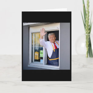 Donald Trump jobbar på pommes-fritessen och håller Kort