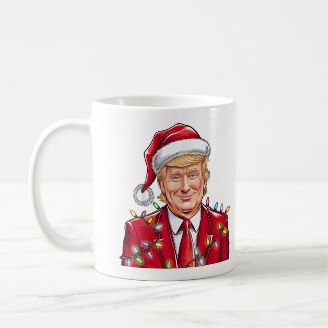 Donald Trump jul Funny MAGA Santa Hat Kaffemugg (Vänster)