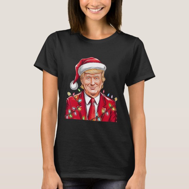 Donald Trump jul Funny Mega Santa Hat T Shirt (Framsida)