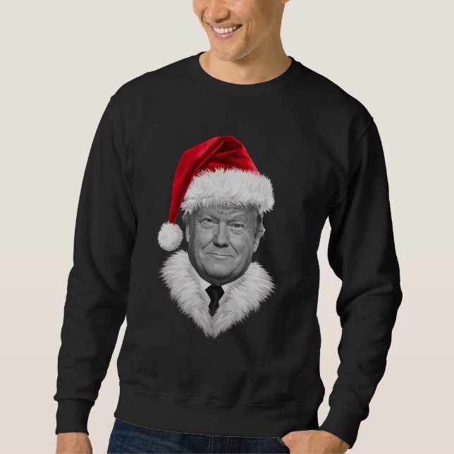 Donald Trump jultomten Santa Hat Gift Lång Ärmad Tröja (Framsida)