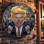 Donald Trump Kung i Darts Darttavla<br><div class="desc">Bild i Donald Trump Dart Board. En humoristisk dart med en karikatyr av Donald Trump som mål, med krona och ett uttryck för arg. Styrelsen är omgiven av mindre bilder av människor. En rund rityta med en karikatyr av Donald Trump. Bilden är ett humoristiskt upptag av politik, som passar vuxnor...</div>