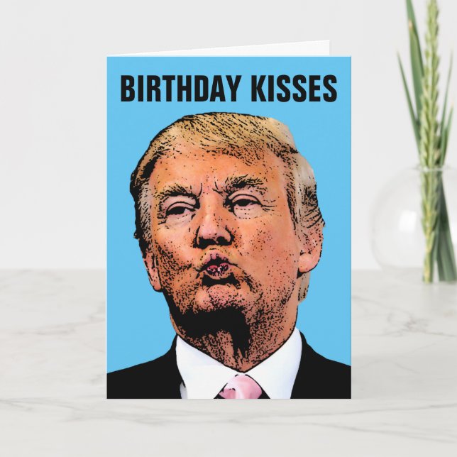 DONALD TRUMP KYSS FÖDELSEDAGKORT KORT (Framsida)