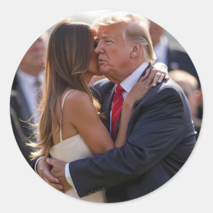 Donald Trump kysser Melania Trump Runt Klistermärke