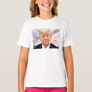 Donald Trump leende med amerikansk flagga T Shirt