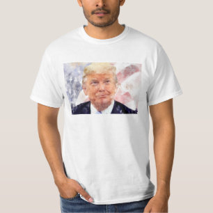 Donald Trump leende med amerikansk flagga T Shirt