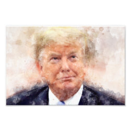 Donald Trump leende porträtt vattenfärg Fototryck