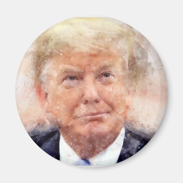 Donald Trump leende porträtt vattenfärg Magnet (Framsidan)