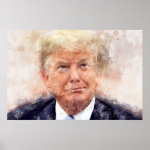 Donald Trump leende porträtt vattenfärg Poster
