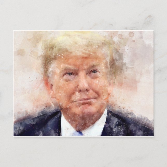 Donald Trump leende porträtt vattenfärg Vykort (Framsida)