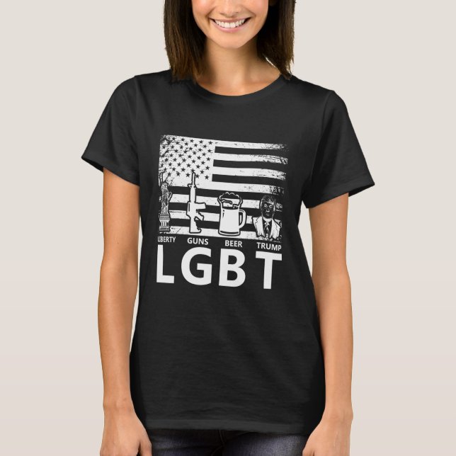 Donald Trump Lgbt Liberty Guns Beer T Shirt (Framsida)