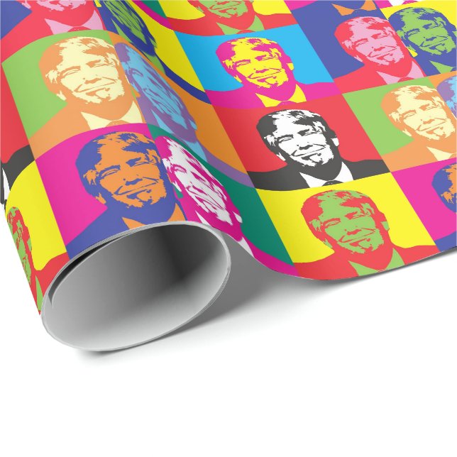 DONALD TRUMP Lustig POP ART WRAPPING PAPPER Presentpapper (Rullad Hörn)