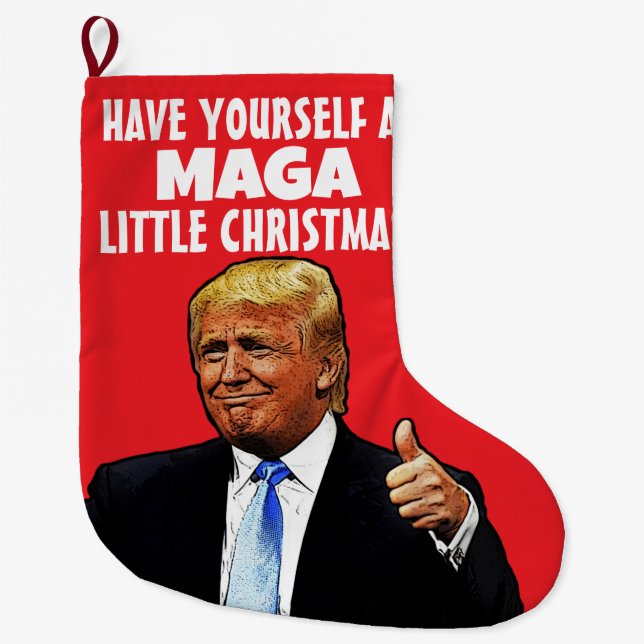DONALD TRUMP MAGA CHRISTMAS STOCKING STOR JULSTRUMPA (Framsidan)