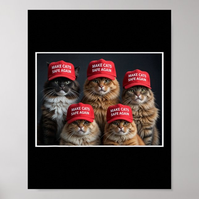 Donald Trump Make Cats Safe Again Red Hat 2024 Det Poster (Framsidan)