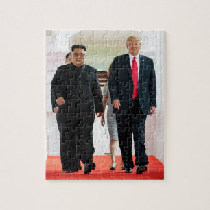 Donald Trump med Kim Jong Un i Singapore Pussel