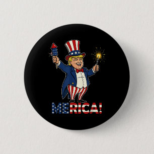 Donald Trump Merica 4:e juli Fireworks Patrioti Knapp