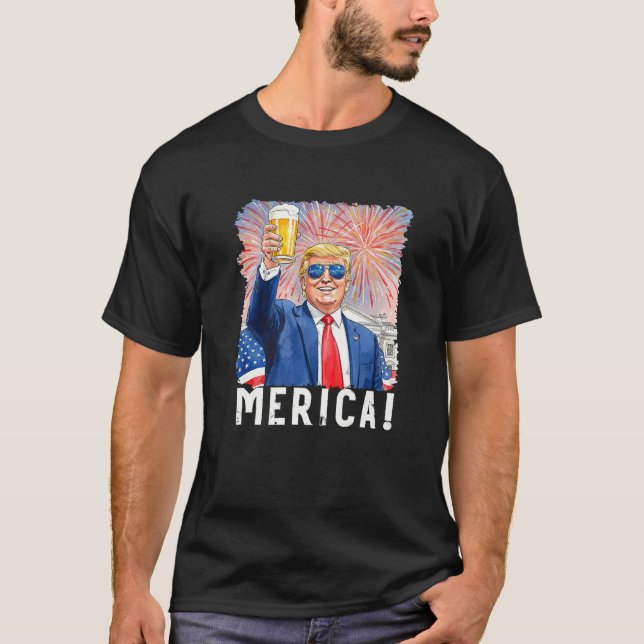 Donald Trump Merica 4:e juli Trump Support Prem T Shirt (Framsida)