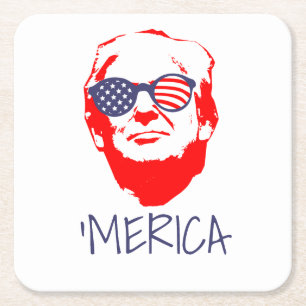 Donald Trump 'Merica Underlägg Papper Kvadrat