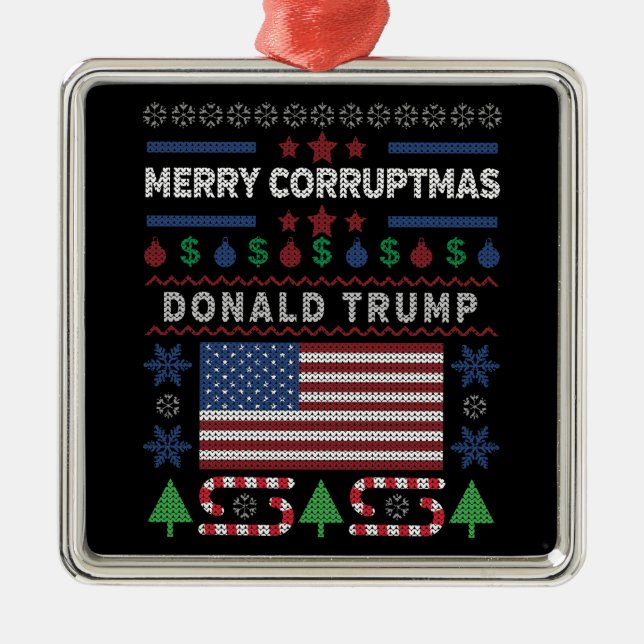 Donald Trump Merry Corruptmas Helgdag Julgransprydnad Metall (Framsidan)