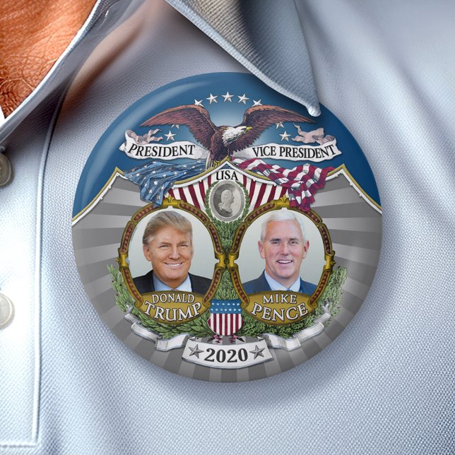 Donald Trump & Mike Pence Jugate Photo Blue 2020 Knapp (Collectible Campaign Button - 2020 Election Trump Pence)