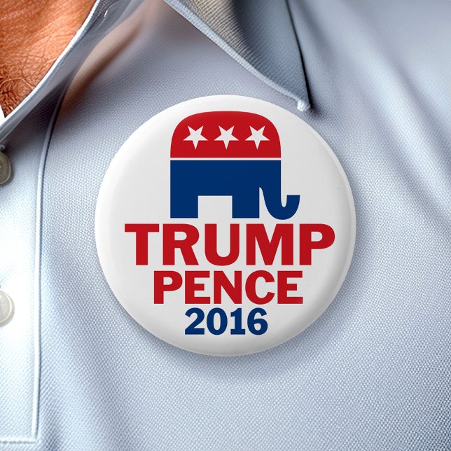 Donald Trump & Mike Pence Republican Elephant Knapp (Campaign Button)