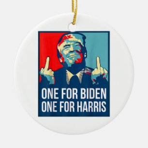 Donald Trump Mitten Finger Biden Harris America Re Julgransprydnad Keramik
