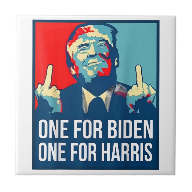 Donald Trump Mitten Finger Biden Harris America Re Kakelplatta (Framsidan)