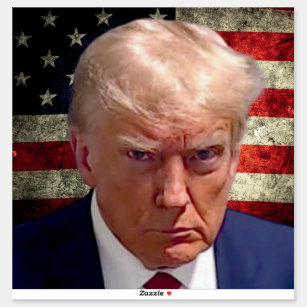 Donald Trump Mugg Shot Sticker med amerikansk Flag Klistermärken
