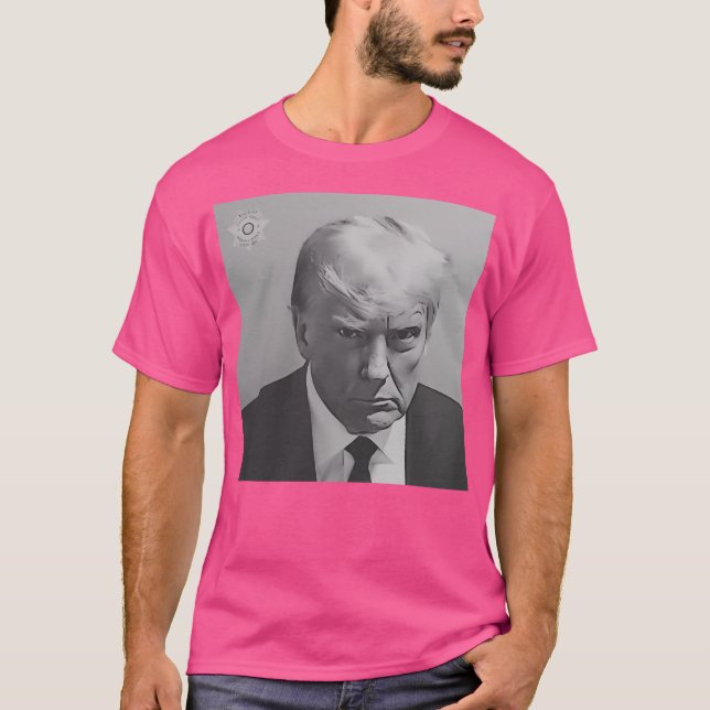 Donald Trump Mugshot - Black White T Shirt (Framsida)