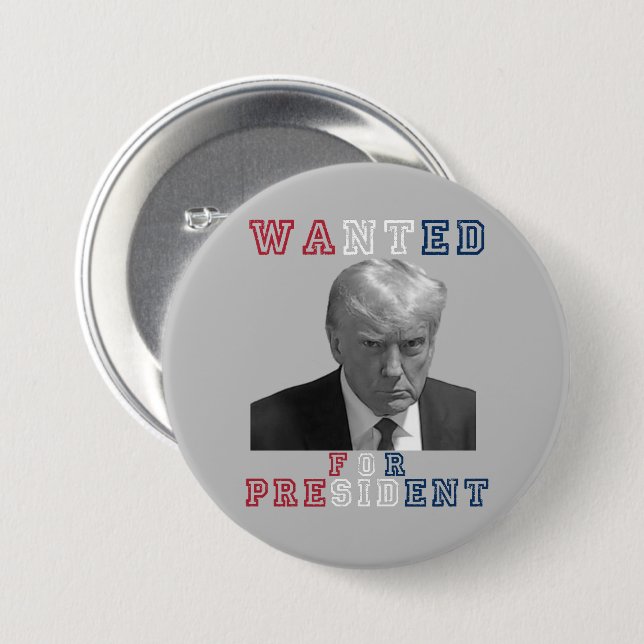 Donald Trump Mugshot ville ha president 2024 Knapp (Framsida & baksida)