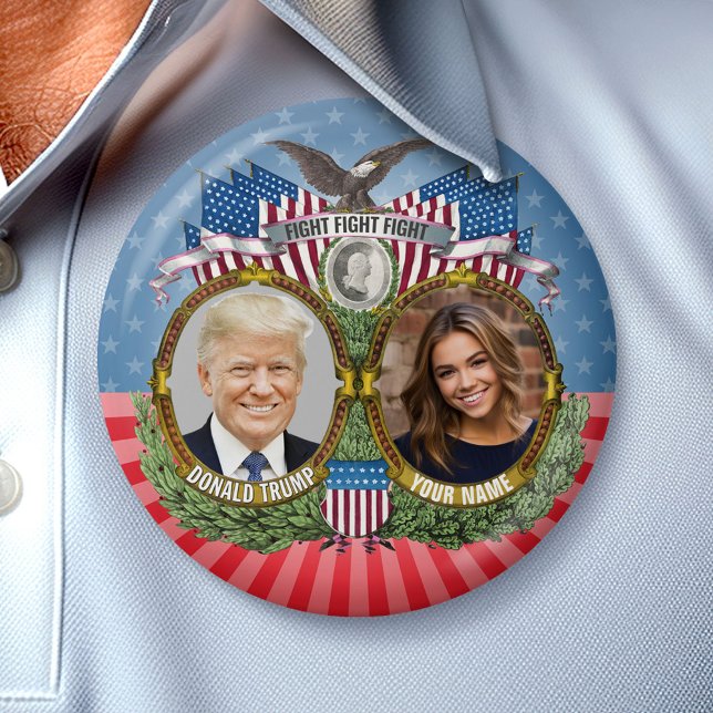 Donald Trump och ditt foto - Gag Gift Knapp (Campaign Button)