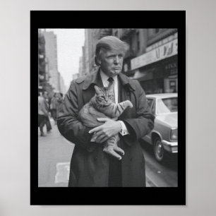 Donald Trump och katt i Nyc Poster