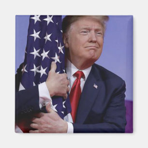 Donald Trump och US-flagga Magnet