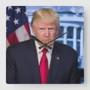Donald Trump Officiell President Porträtt Fyrkantig Klocka