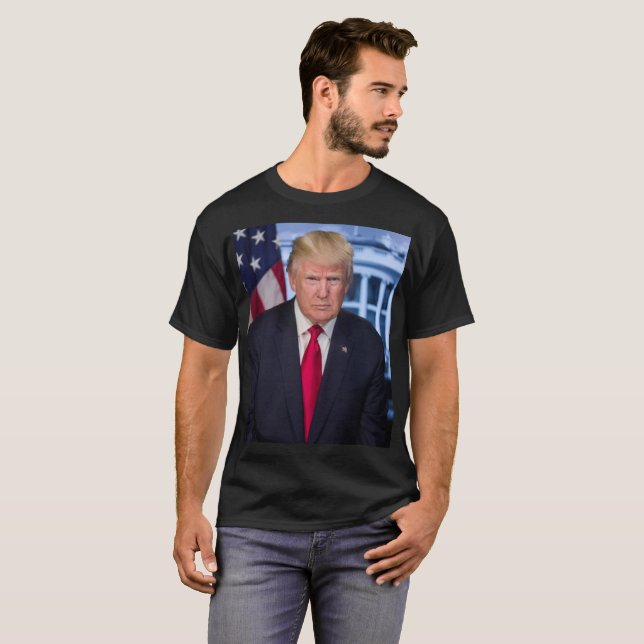 Donald Trump Officiell Presidenten Porträtt T Shirt (Hel framsida)