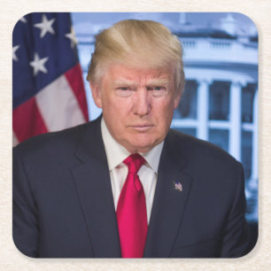 Donald Trump Officiell Presidenten Porträtt Underlägg Papper Kvadrat
