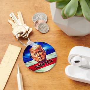 Donald Trump & Old glory Nyckelring